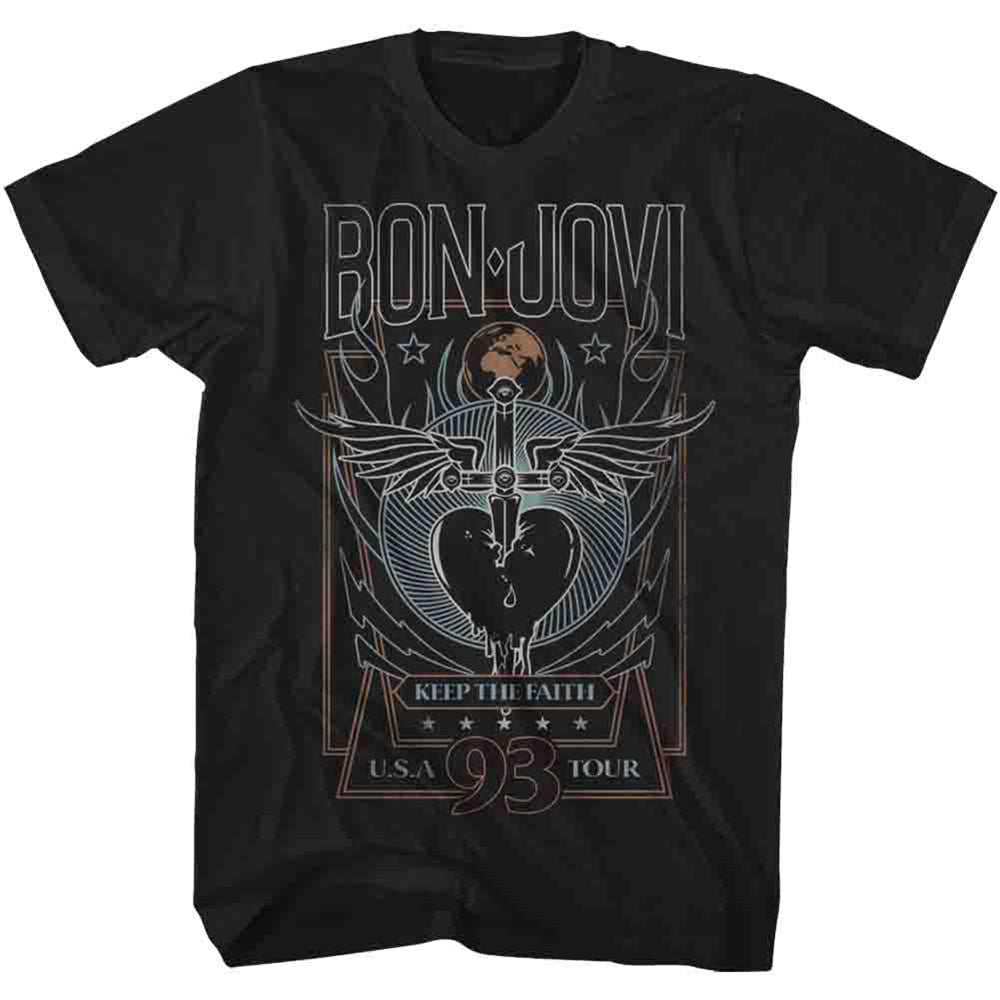 BON JOVI ボンジョヴィ - 93 TOUR / バックプリントあり / Tシャツ / メンズ 【公式 / オフィシャル】