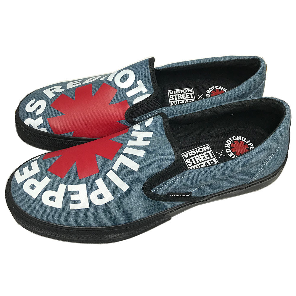 RED HOT CHILI PEPPERS レッドホットチリペッパーズ - CANVAS SLIP-ON RHCP DENIM / VISION  STREET WEAR（ブランド） / スニーカー / メンズ 【公式 / オフィシャル】