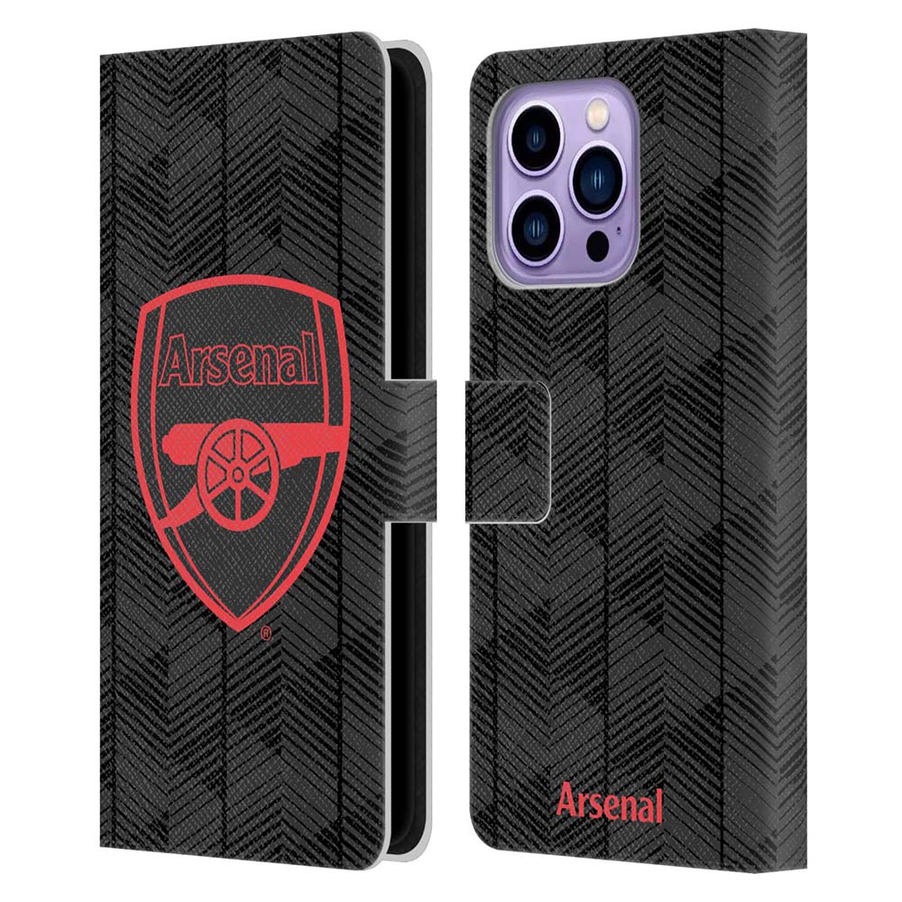 ARSENAL FC アーセナルFC - Crest and Gunners Logo / Black レザー手帳型 / Apple iPhoneケース  【公式 / オフィシャル】