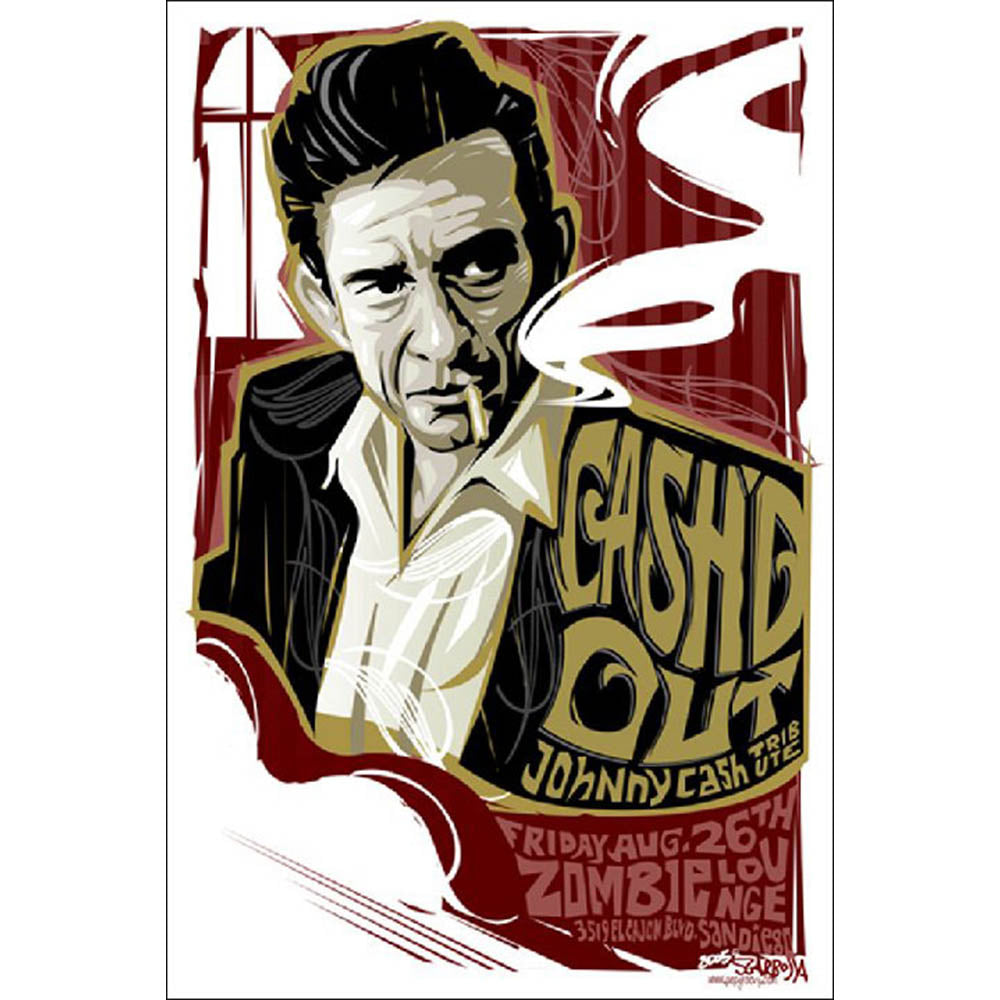 JOHNNY CASH - (デビュー 70周年 ) - （絶版プロモーション・ポスター）Cashd Out at the Zombie Lounge