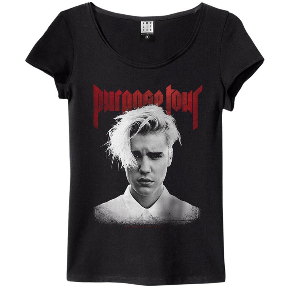 JUSTIN BIEBER ジャスティンビーバー (デビュー 15周年 ) - PURPOSE WORLD TOUR 2017 / Amplified（ ブランド ） / レア / Tシャツ / レディース 【公式 / オフィシャル】