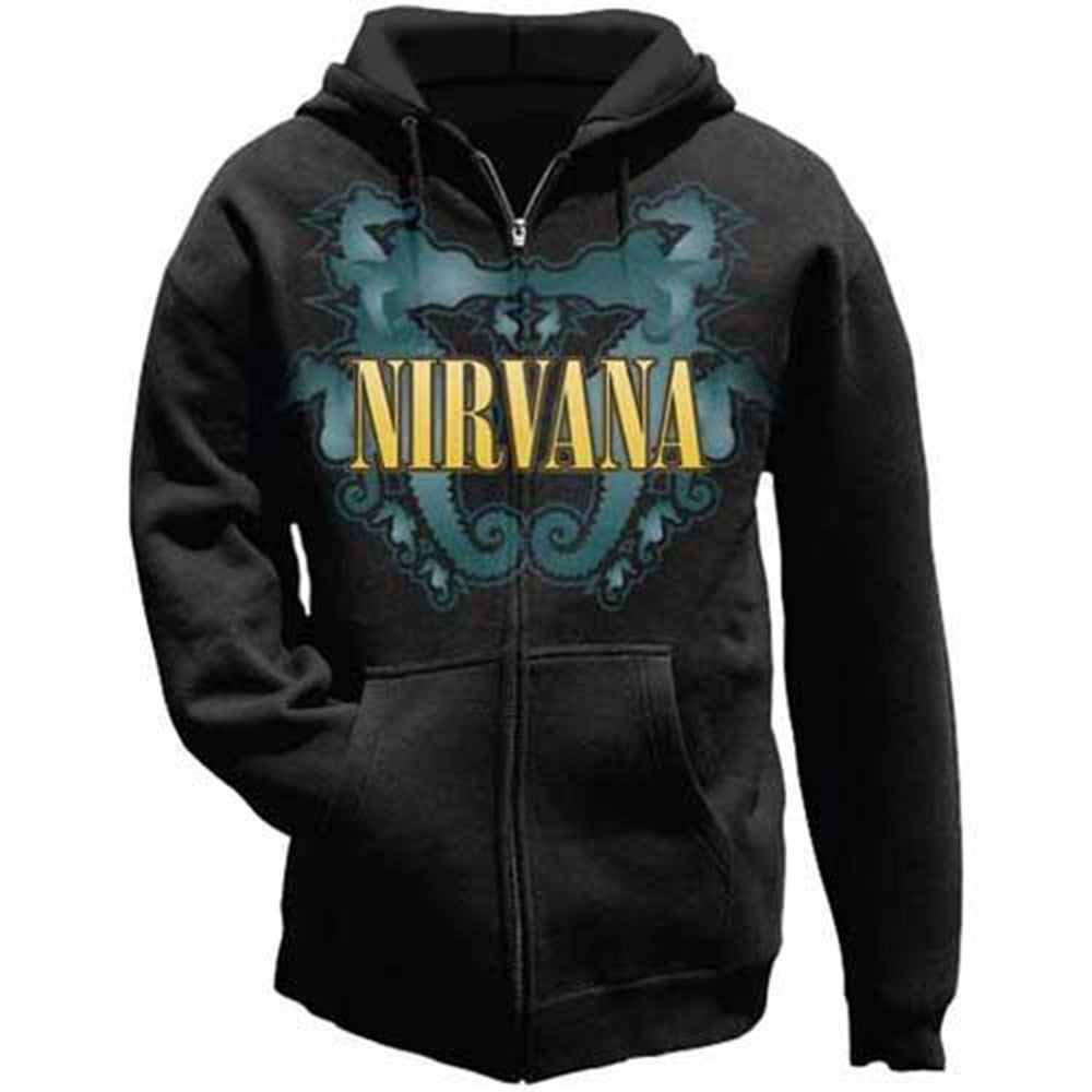 NIRVANA - (カート 追悼 30周年 ) - KISSING SEAHORSES FLEECE HOODIE / ジップ