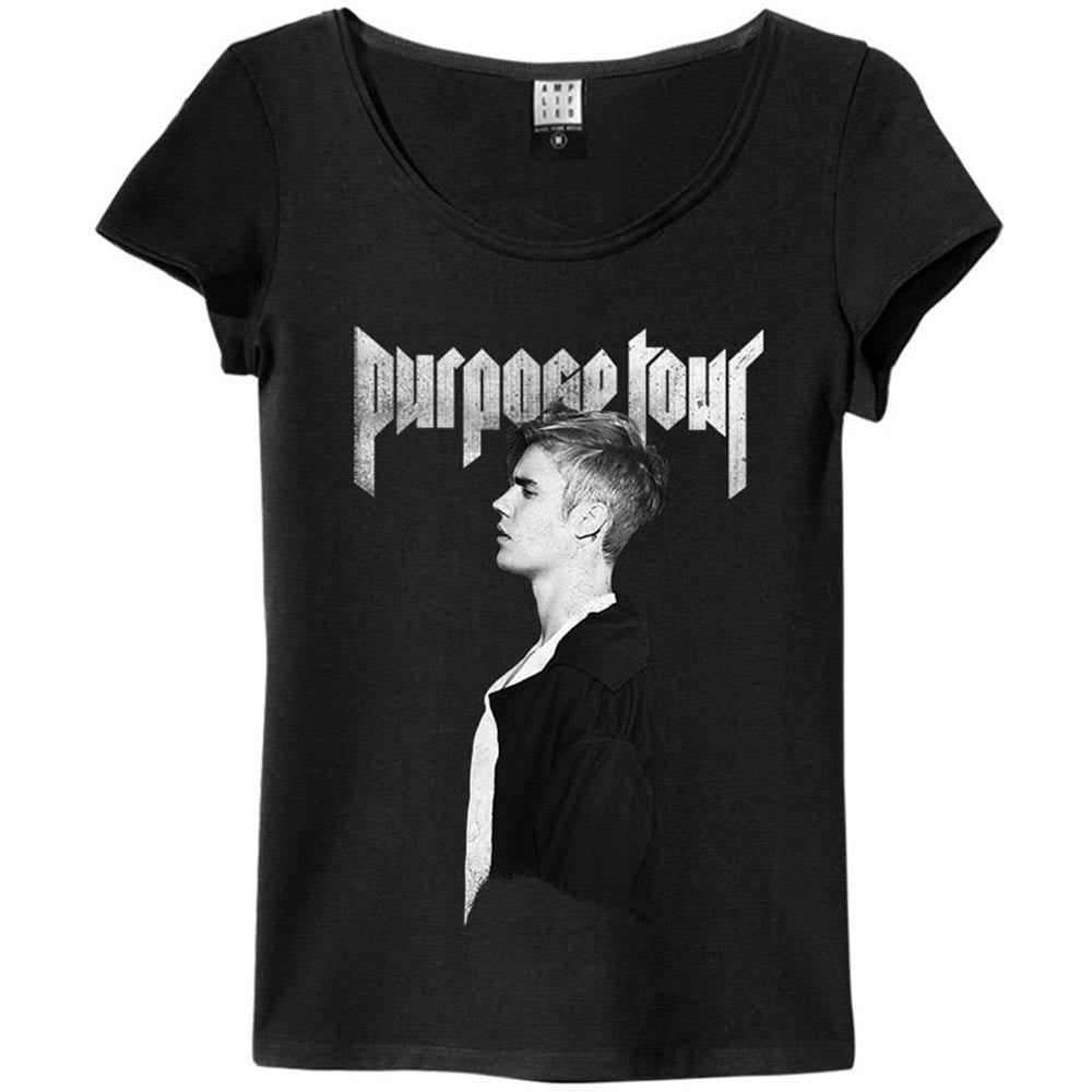 JUSTIN BIEBER ジャスティンビーバー (デビュー 15周年 ) - PROFILE / Amplified（ ブランド ） / レア / Tシャツ / レディース 【公式 / オフィシャル】