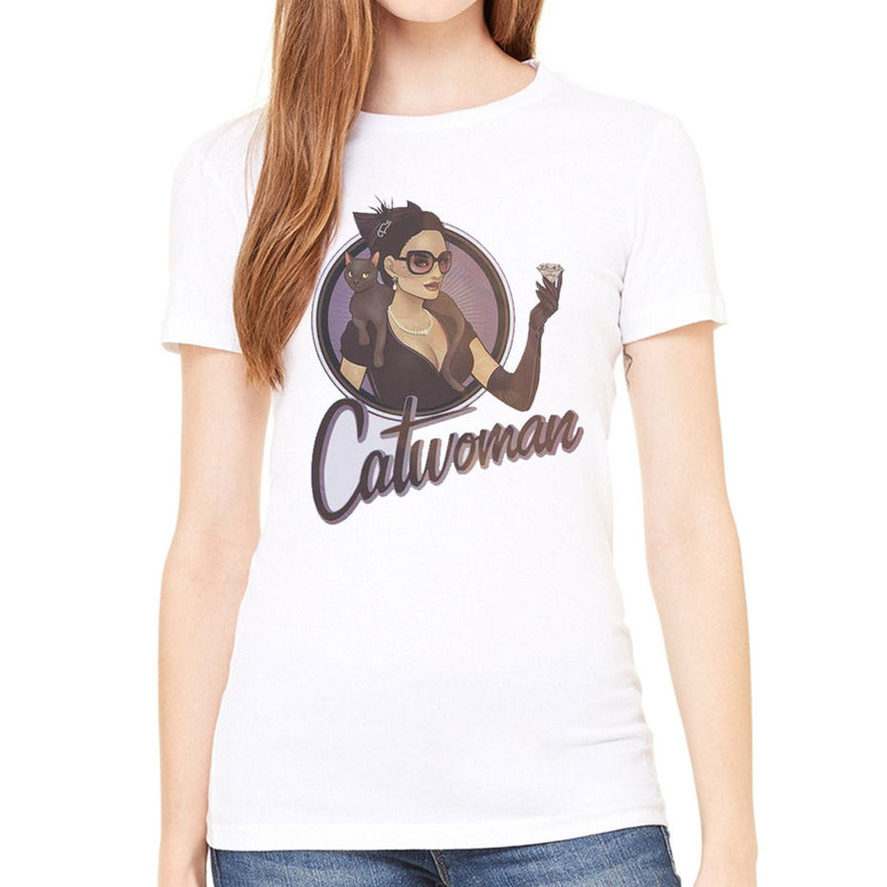 DC COMICS DCコミックス (ジョーカー 新作公開 ) - JUSTICE LEAGUE BOMBSHELL CATWOMAN BADGE / Tシャツ / レディース 【公式 / オフィシャル】