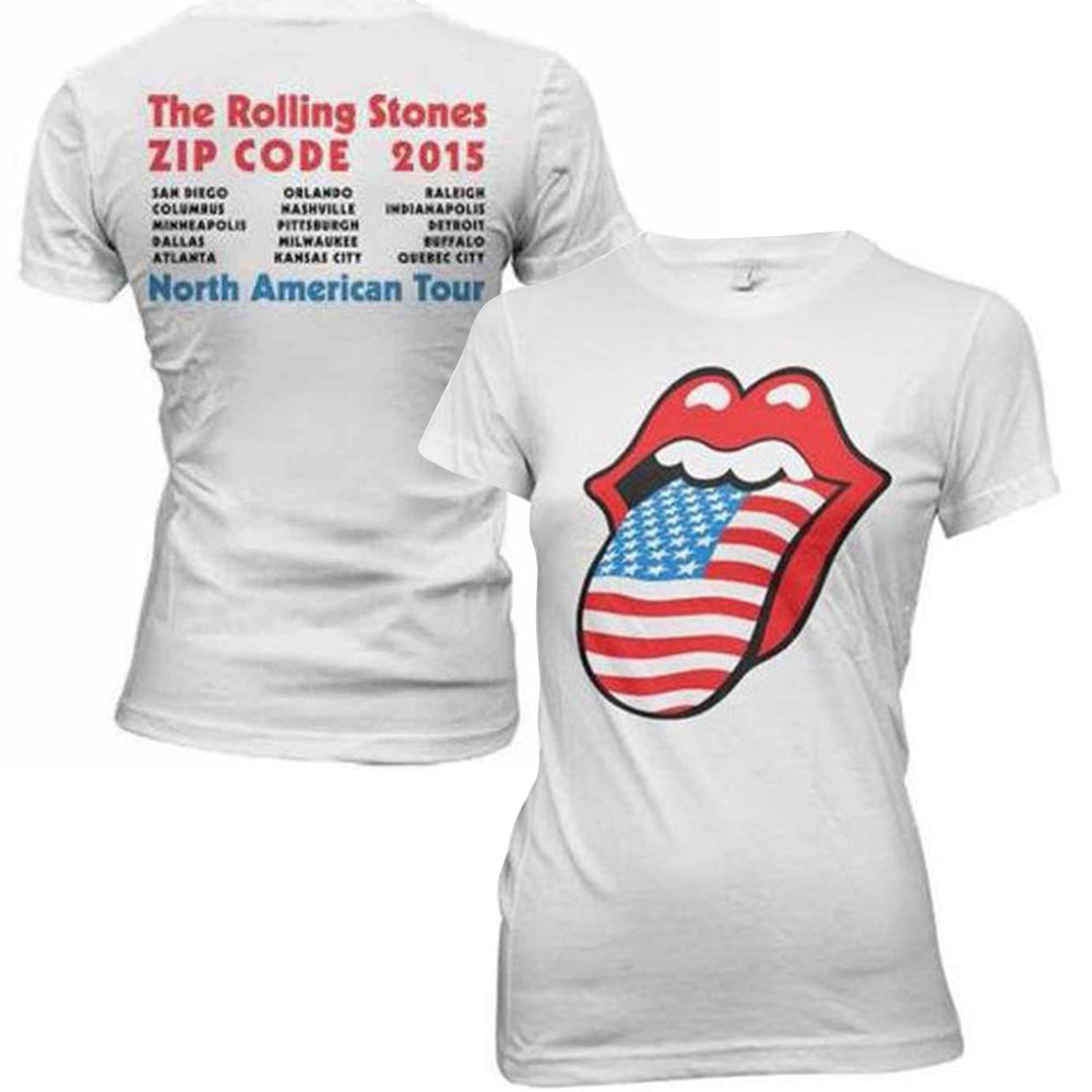 ROLLING STONES ローリングストーンズ (デビュー作 60周年 ) - USA Tongue Tour Babydoll / バックプリントあり / Tシャツ / レディース 【公式 / オフィシャル】