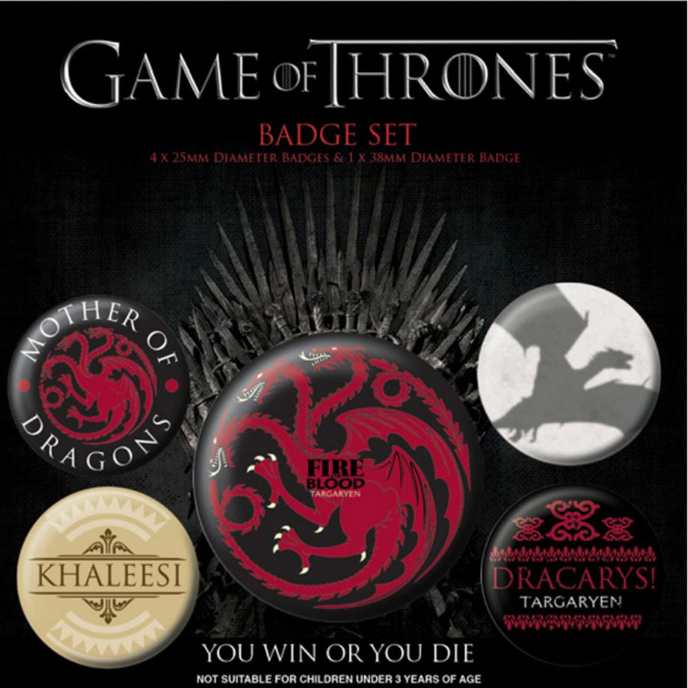 GAME OF THRONES ゲーム・オブ・スローンズ - Fire and Blood 5個セット / バッジ 【公式 / オフィシャル】