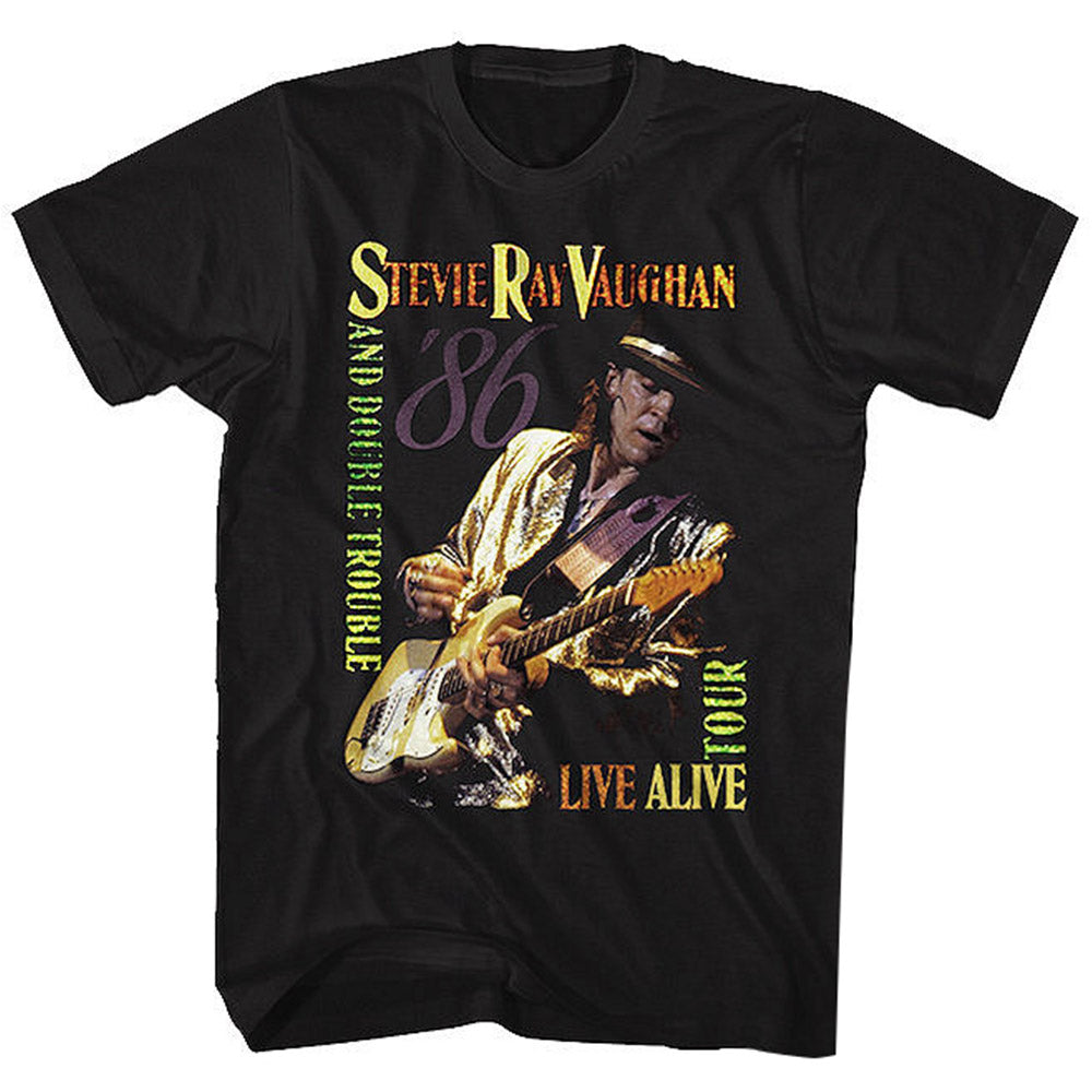 STEVIE RAY VAUGHAN スティーヴィーレイヴォーン - LIVE ALIVE TOUR / バックプリントあり / Tシャツ / メンズ 【公式 / オフィシャル】