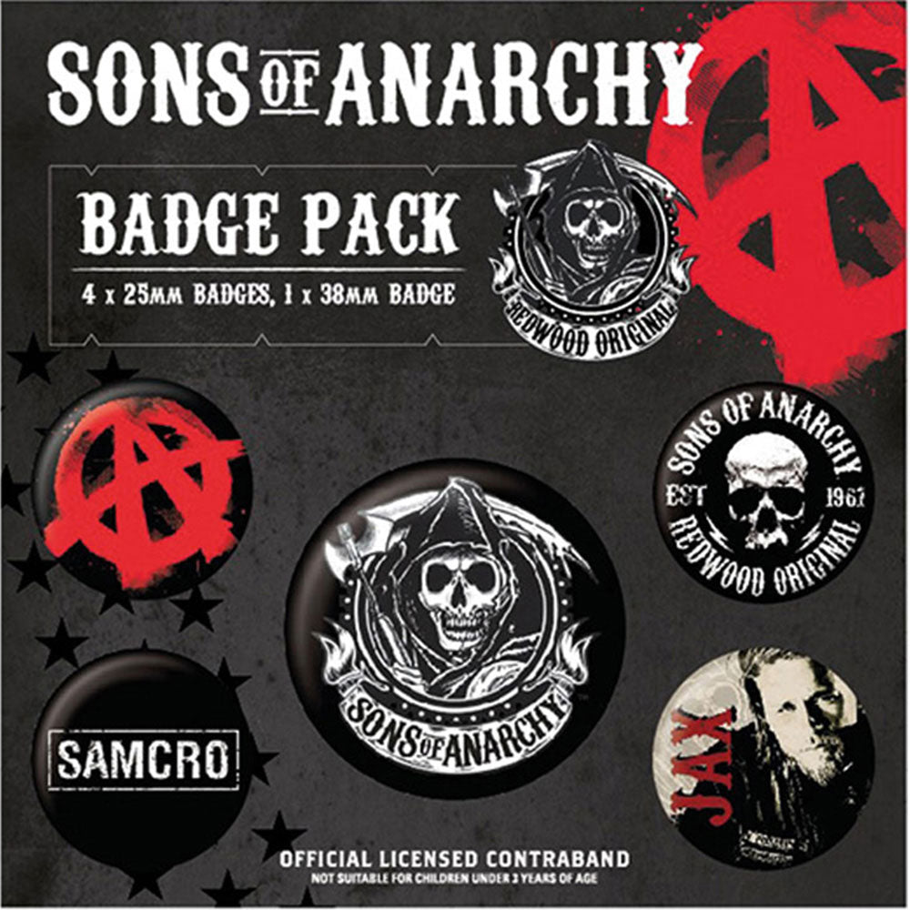 SONS OF ANARCHY サンズオブアナーキー - Official Badge Pack 5個セット / バッジ 【公式 / オフィシャル】