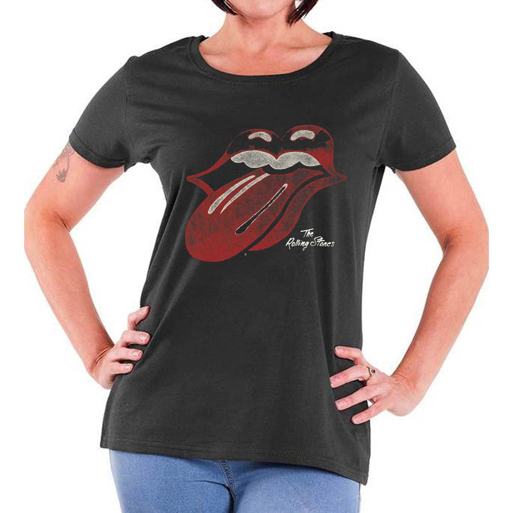 ROLLING STONES ローリングストーンズ (デビュー作 60周年 ) - VINTAGE TONGUE LOGO / Tシャツ / レディース 【公式 / オフィシャル】