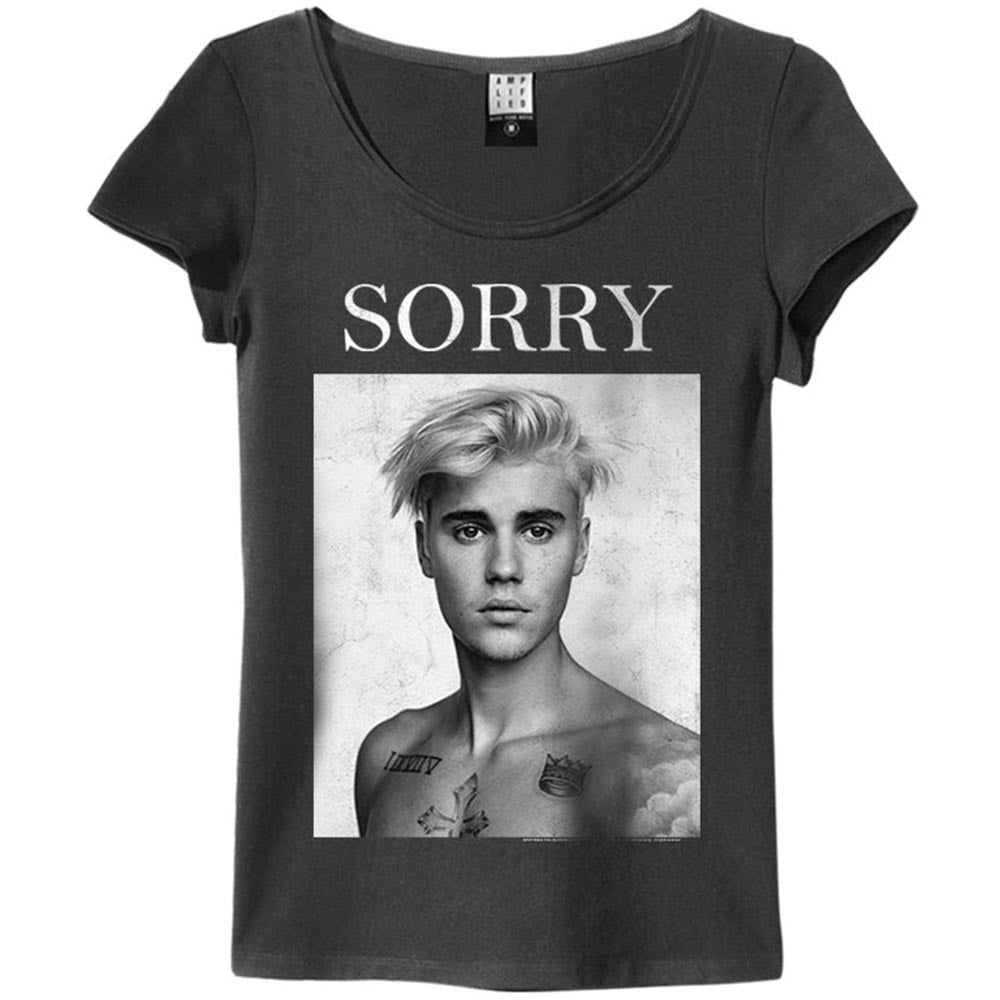 JUSTIN BIEBER ジャスティンビーバー (デビュー 15周年 ) - SORRY / Amplified（ ブランド ） / レア / Tシャツ / レディース 【公式 / オフィシャル】