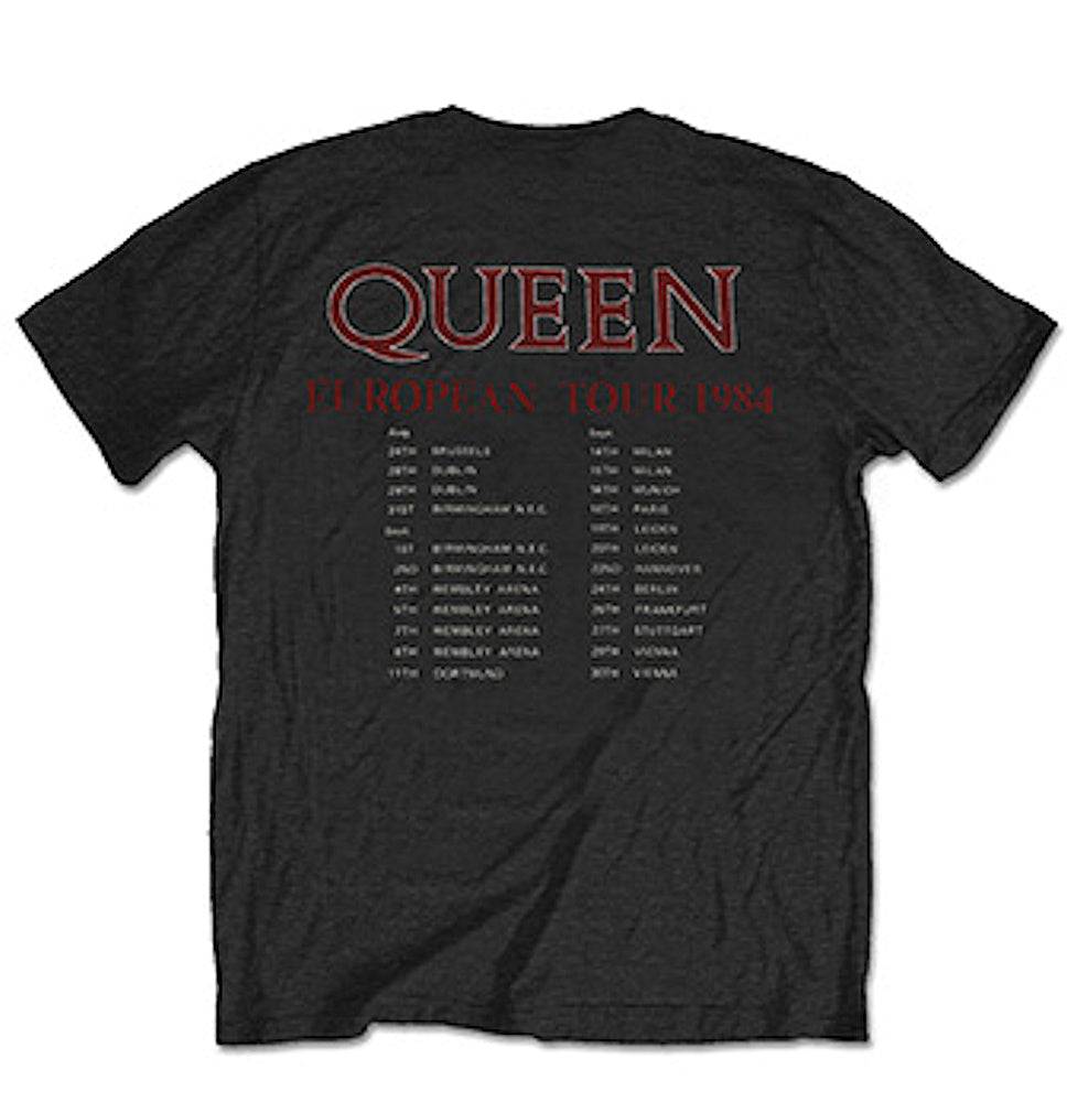 
                  
                    QUEEN クイーン - EUROPEAN TOUR 1984（復刻ツアーTシリーズ） / バックプリントあり / Tシャツ / メンズ 【公式 / オフィシャル】
                  
                