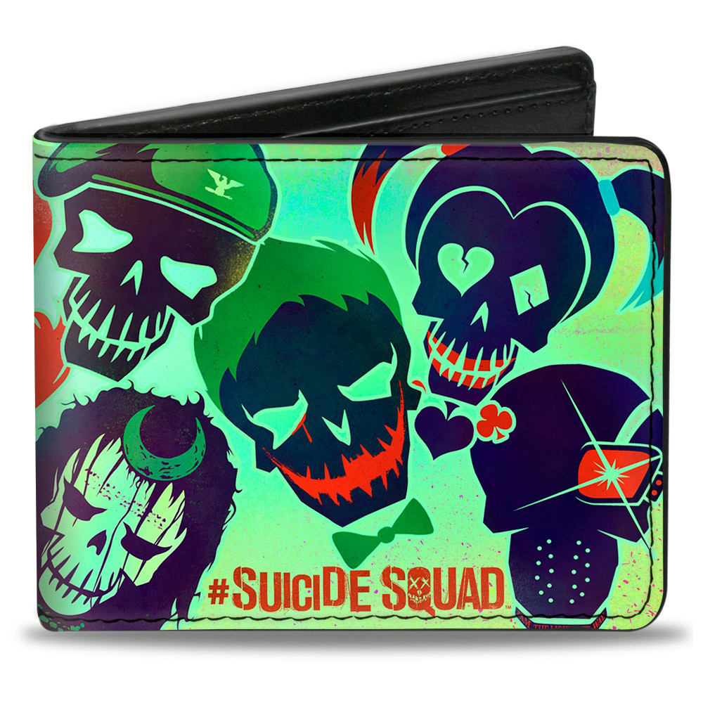 SUICIDE SQUAD スーサイドスクワッド (ジョーカー 新作公開 ) - Stylized Character Faces Scattered Greens / 財布 【公式 / オフィシャル】