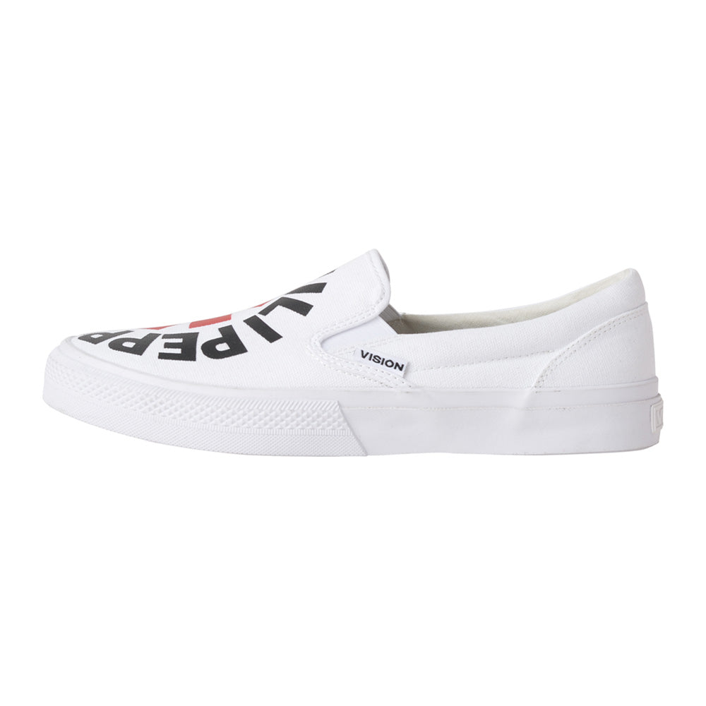 RED HOT CHILI PEPPERS レッドホットチリペッパーズ - CANVAS SLIP-ON RHCP White / VISION STREET WEAR（ブランド） / スニーカー / レディース 【公式 / オフィシャル】