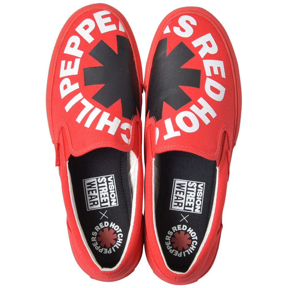 RED HOT CHILI PEPPERS レッドホットチリペッパーズ - CANVAS SLIP-ON RHCP Red / VISION STREET WEAR（ブランド） / スニーカー / メンズ 【公式 / オフィシャル】