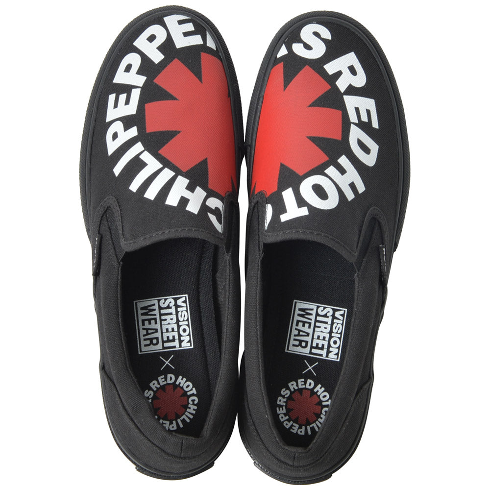 RED HOT CHILI PEPPERS レッドホットチリペッパーズ - CANVAS SLIP-ON RHCP Black / VISION STREET WEAR（ブランド） / スニーカー / メンズ 【公式 / オフィシャル】