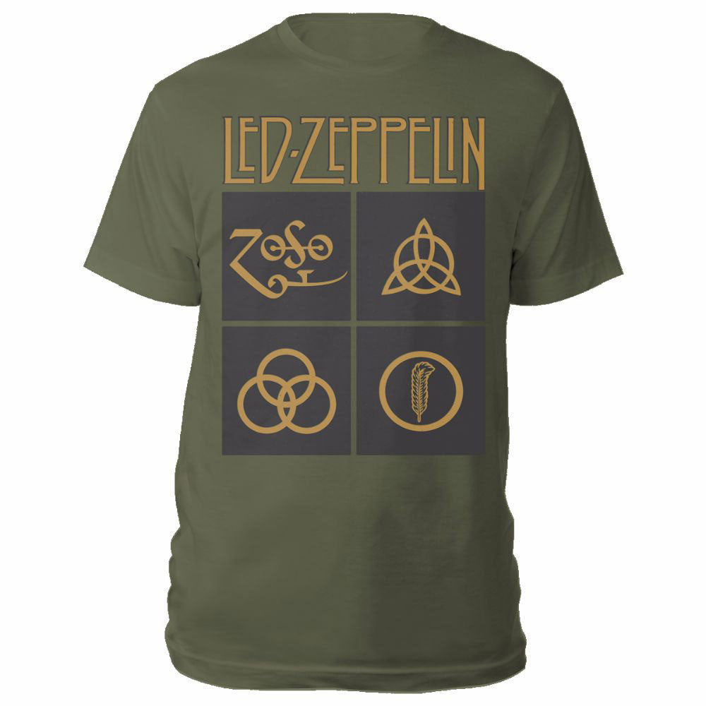 LED ZEPPELIN レッドツェッペリン (映画 公開予定 ) - Gold Symbols in Black Square / Tシャツ / メンズ 【公式 / オフィシャル】