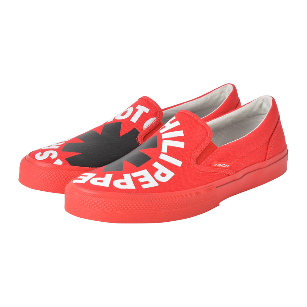 RED HOT CHILI PEPPERS レッドホットチリペッパーズ - CANVAS SLIP-ON RHCP Red / VISION STREET WEAR（ブランド） / スニーカー / レディース 【公式 / オフィシャル】