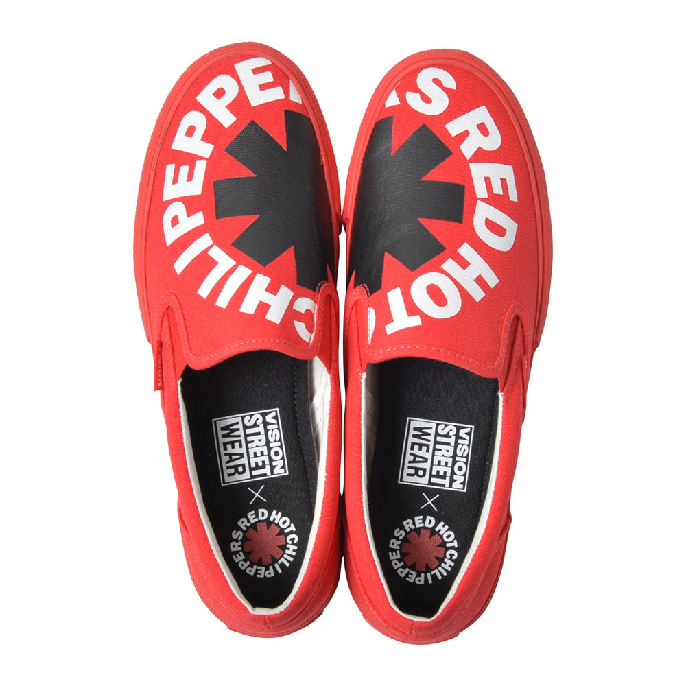 RED HOT CHILI PEPPERS レッドホットチリペッパーズ - CANVAS SLIP-ON RHCP Red / VISION STREET WEAR（ブランド） / スニーカー / レディース 【公式 / オフィシャル】