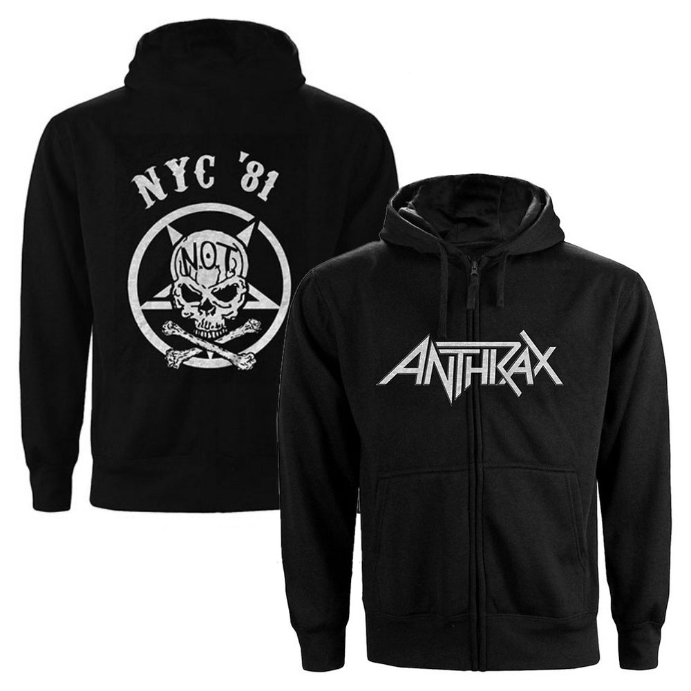 ANTHRAX アンスラックス Not Man NYC ジップ バックプリントあり パーカー・スウェット メンズ 公式 オフィシャル