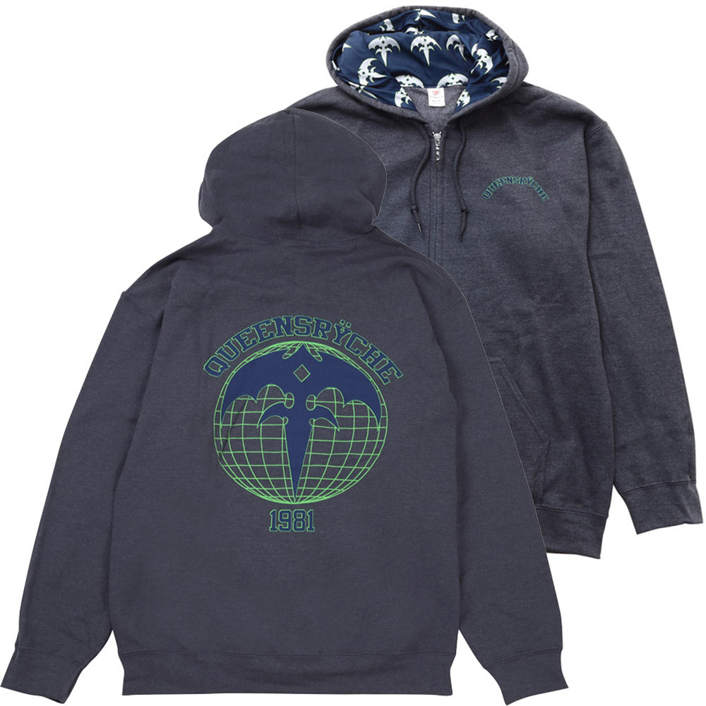 QUEENSRYCHE - ATHLETIC GLOBE HOODIE / ジップ / 限定