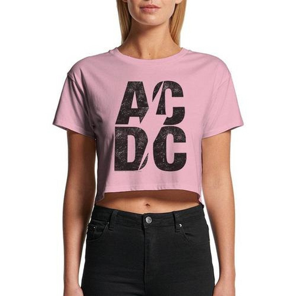 AC/DC エーシーディーシー STACKED LOGO CROP TOP Tシャツ レディース 公式 オフィシャル