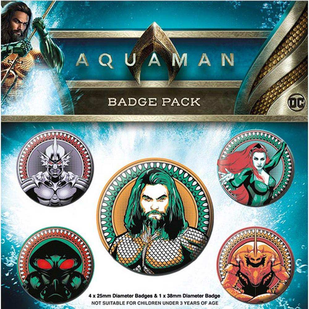 AQUAMAN アクアマン Heavy Hitters Of The Seas 5個セット バッジ 公式 オフィシャル