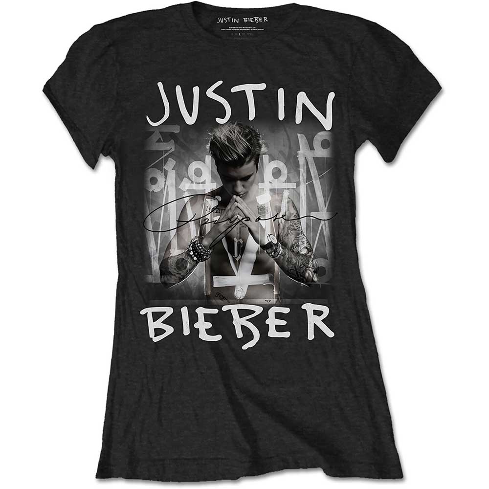 JUSTIN BIEBER ジャスティンビーバー (デビュー 15周年 ) - Purpose Album / Tシャツ / レディース 【公式 / オフィシャル】