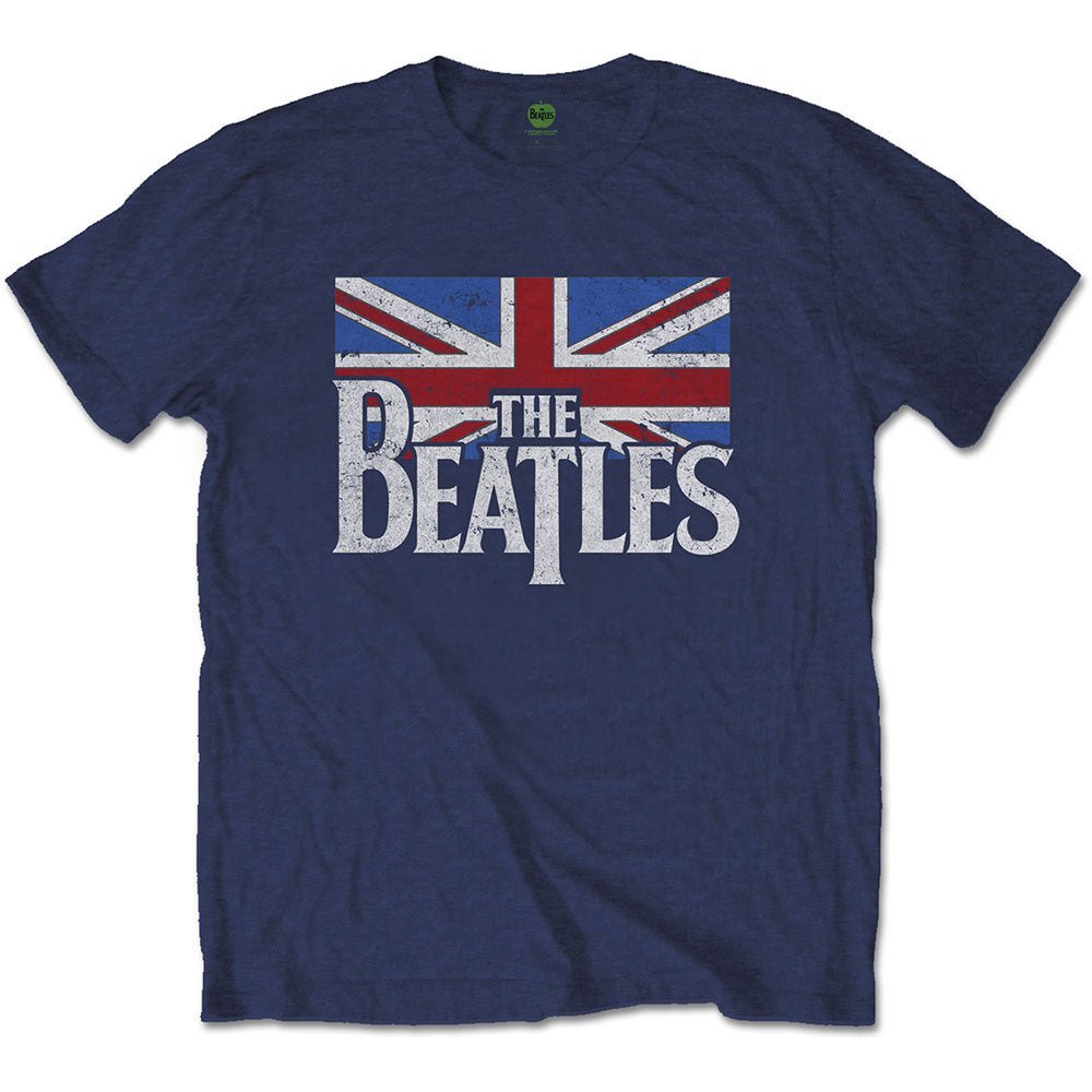 THE BEATLES ビートルズ (ABBEY ROAD 55周年 ) - Drop T Logo & Vintage Flag / Tシャツ / メンズ 【公式 / オフィシャル】