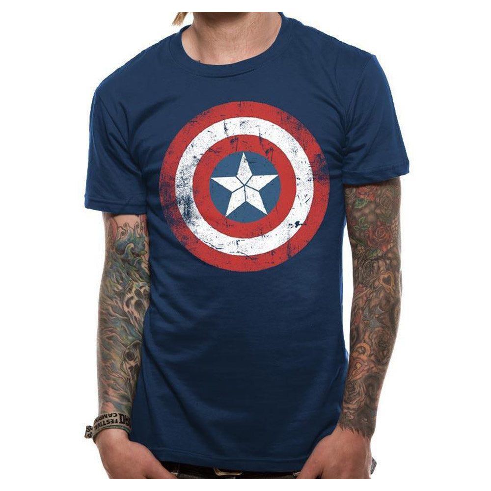 CAPTAIN AMERICA キャプテンアメリカ (2025年 2月 映画公開 ) - SHIELD DISTRESSED / Tシャツ / メンズ 【公式 / オフィシャル】