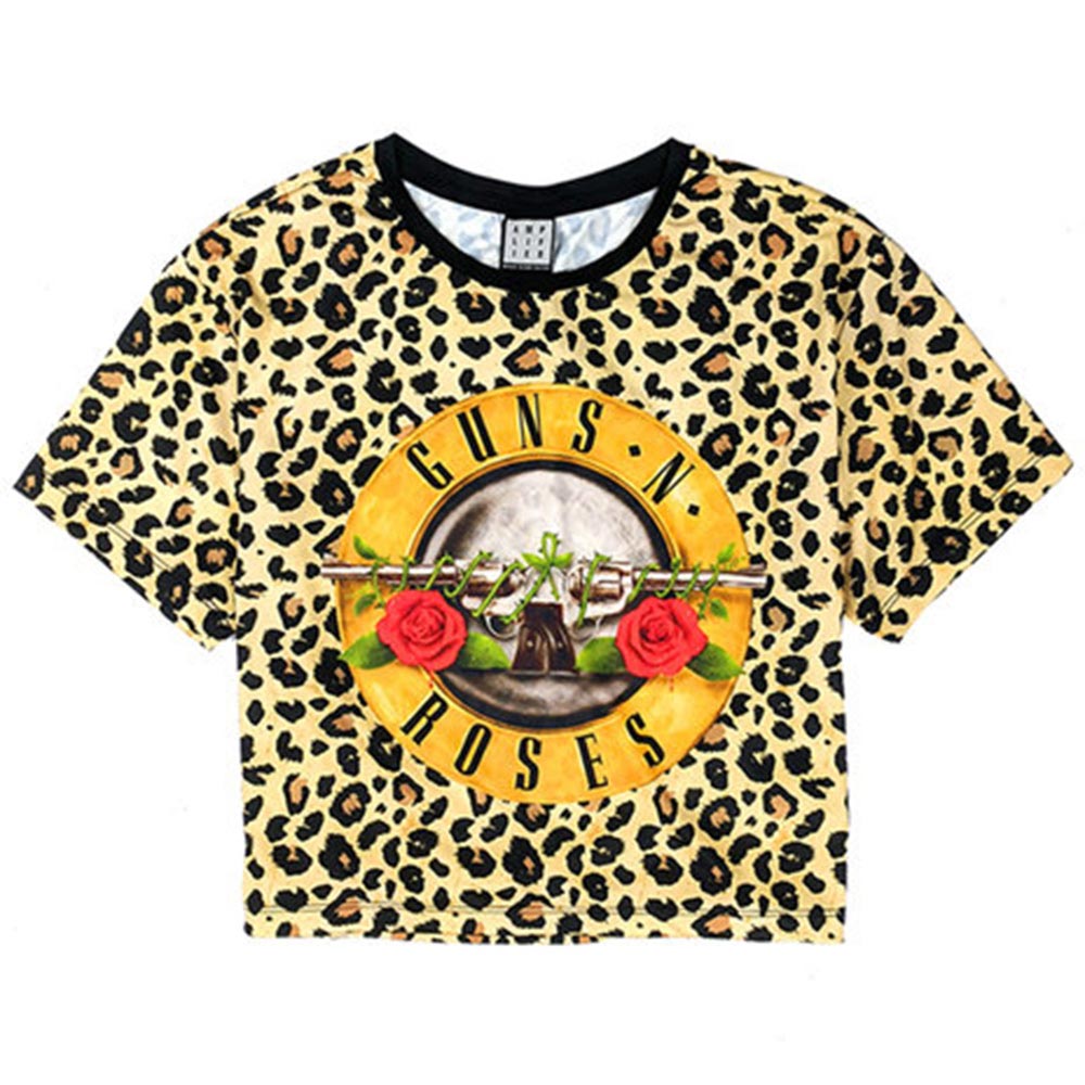 GUNS N ROSES ガンズアンドローゼズ - LEOPARD BULLET / Amplified（ ブランド ） / Crop Tops Series / Tシャツ / レディース 【公式 / オフィシャル】