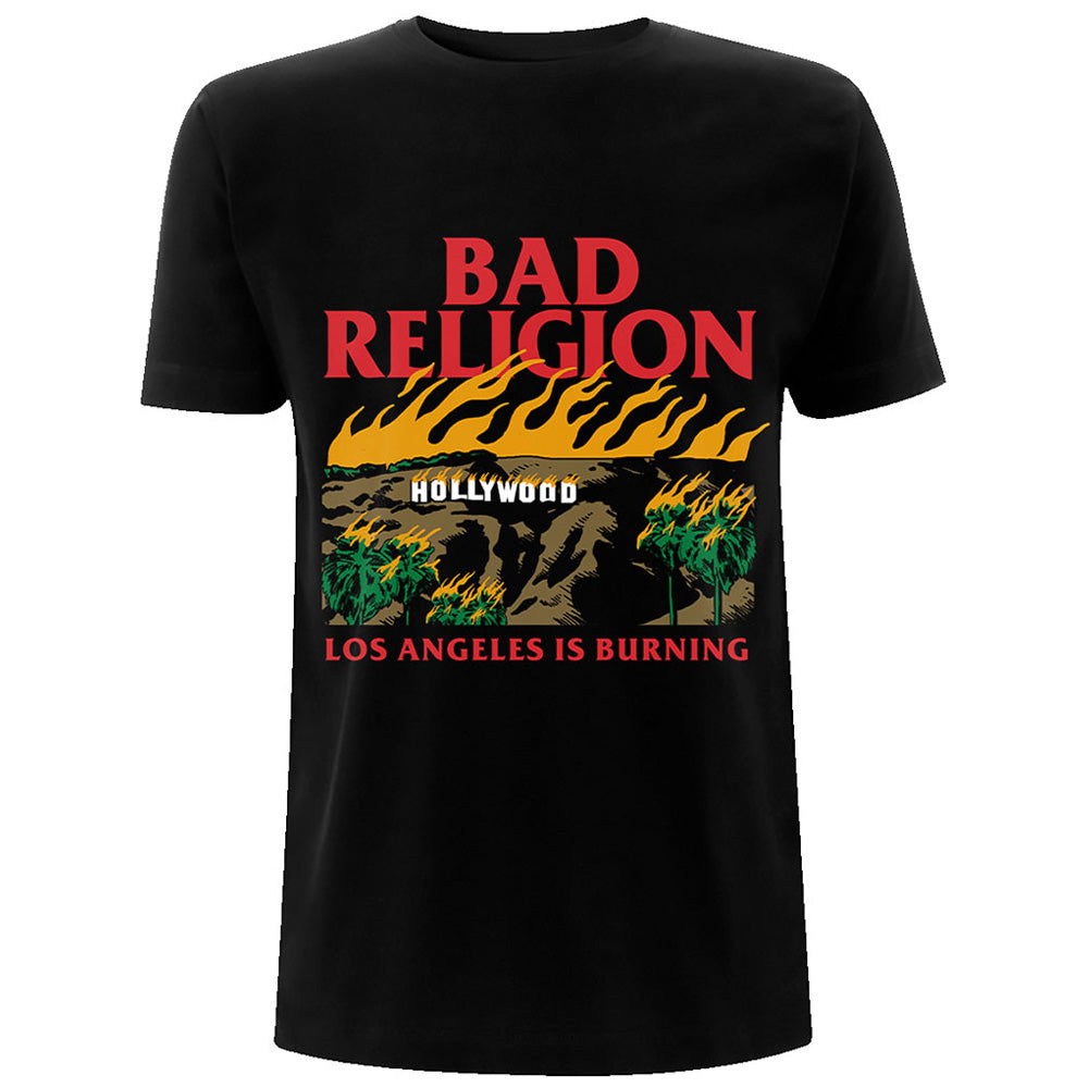 BAD RELIGION バッドレリジョン (結成 45周年 ) Burning Black Tシャツ メンズ  公式 オフィシャル