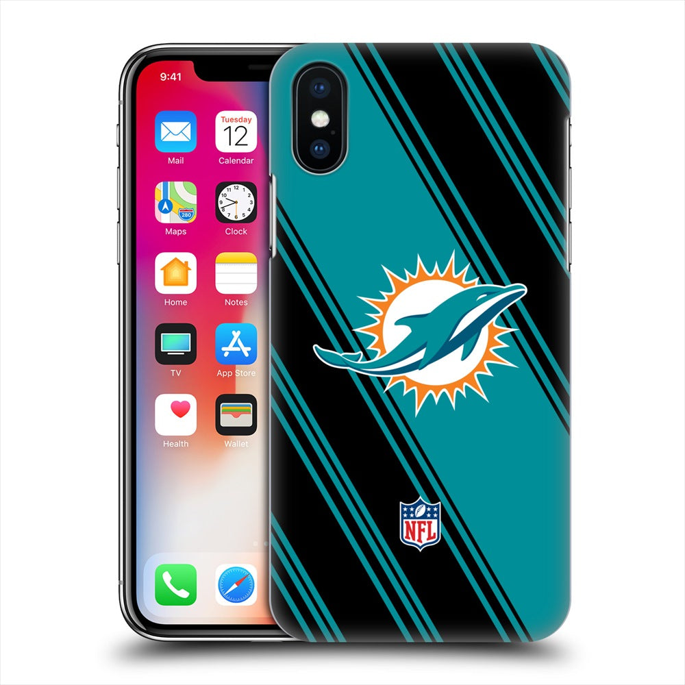 MIAMI DOLPHINS（NFL） マイアミドルフィンズ - Stripes ハード case / Apple iPhoneケース 【公式 / オフィシャル】