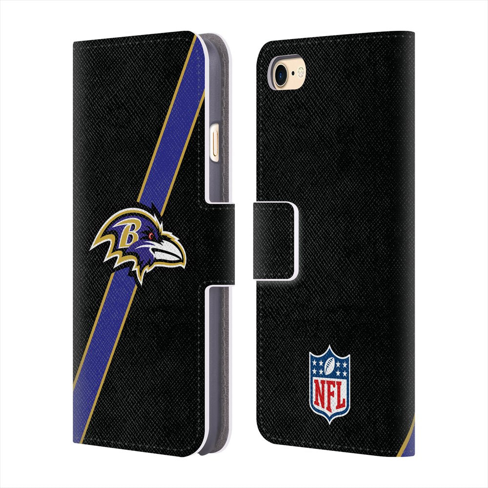 BALTIMORE RAVENS（NFL） ボルチモアレイブンズ - Logo / Stripes レザー手帳型 / Apple iPhoneケース 【公式 / オフィシャル】