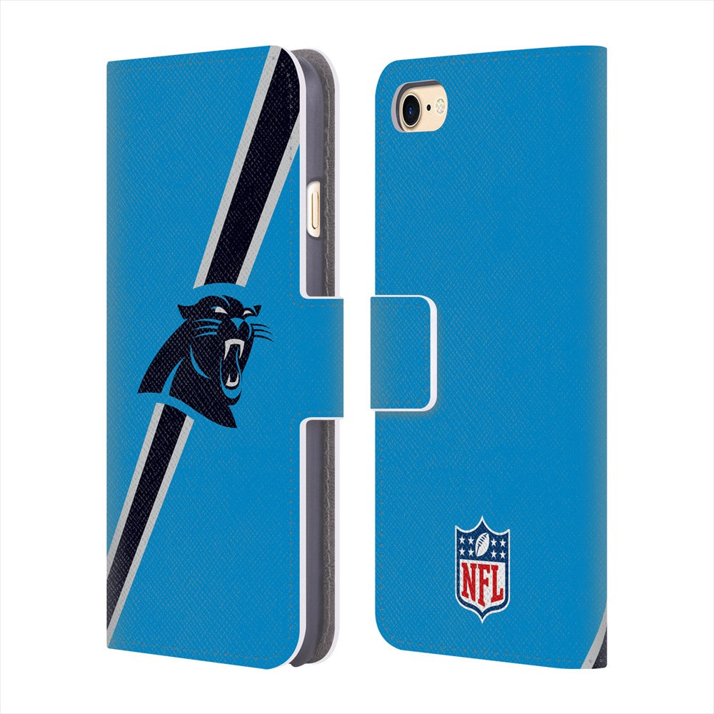 CAROLINA PANTHERS（NFL） カロライナパンサーズ - Logo / Stripes レザー手帳型 / Apple iPhoneケース 【公式 / オフィシャル】