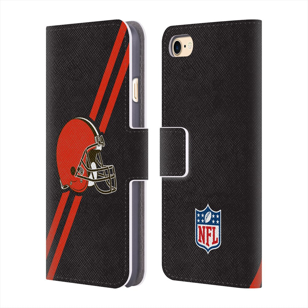 CLEVELAND BROWNS（NFL） クリーブランドブラウンズ - Stripes レザー手帳型 / Apple iPhoneケース 【公式 / オフィシャル】