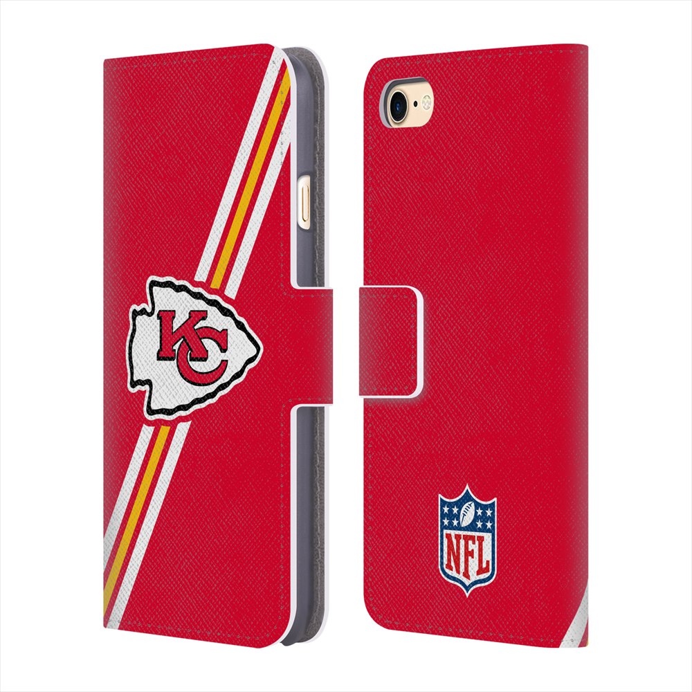 KANSAS CITY CHIEFS（NFL） カンザスシティチーフス - Stripes レザー手帳型 / Apple iPhoneケース 【公式 / オフィシャル】