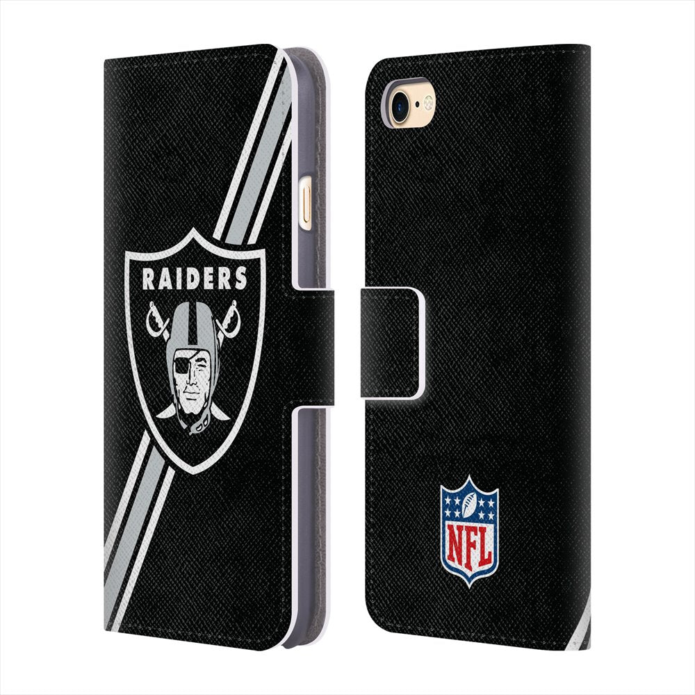 OAKLAND RAIDERS（NFL） オークランドレイダース - Stripes レザー手帳型 / Apple iPhoneケース 【公式 / オフィシャル】