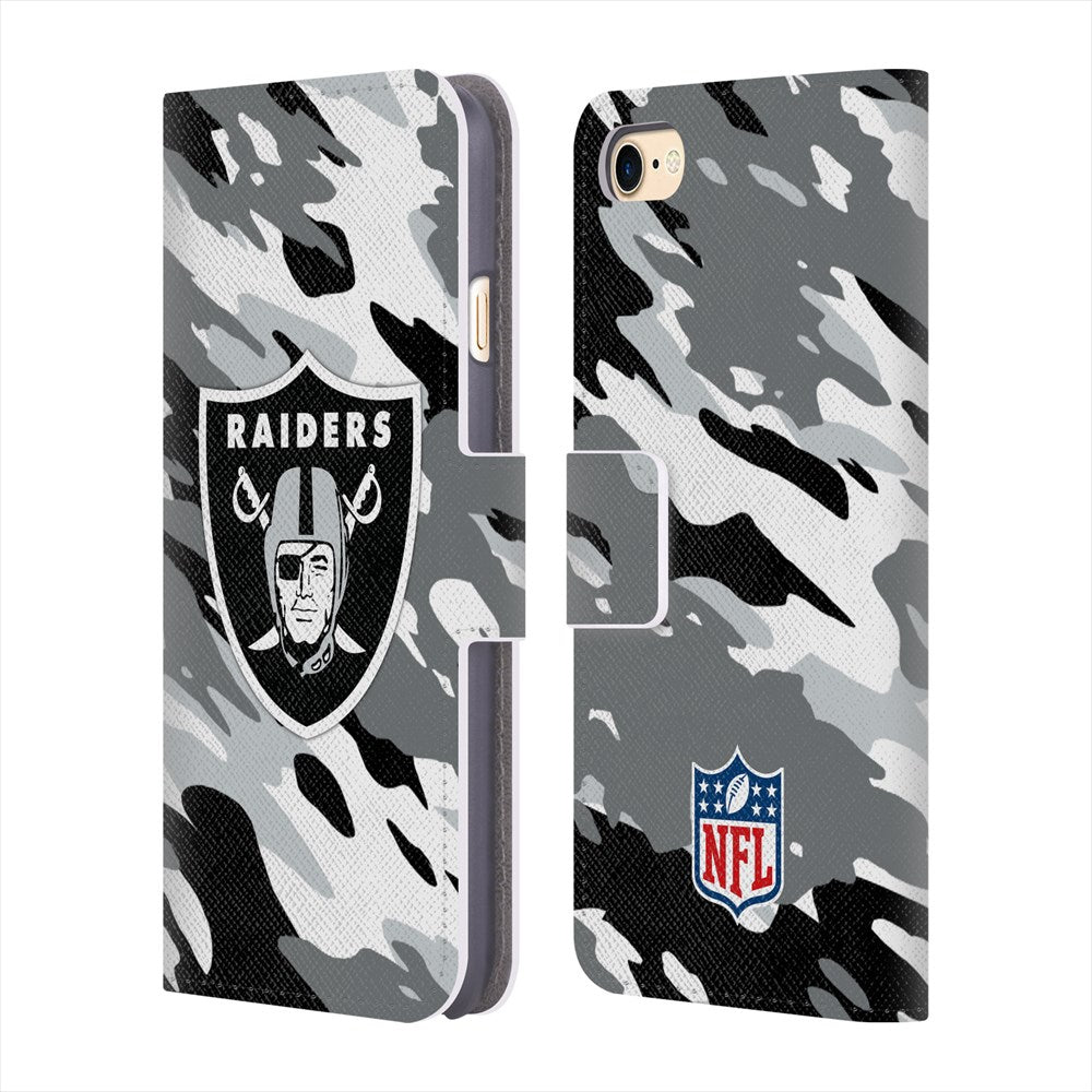 OAKLAND RAIDERS（NFL） オークランドレイダース - Camou レザー手帳型 / Apple iPhoneケース 【公式 / オフィシャル】