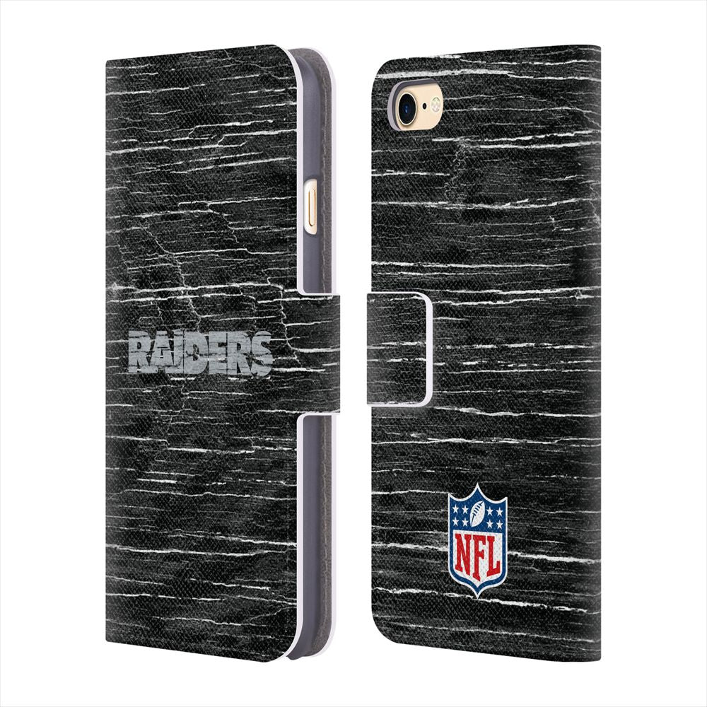 OAKLAND RAIDERS（NFL） オークランドレイダース - Distressed レザー手帳型 / Apple iPhoneケース 【公式 / オフィシャル】