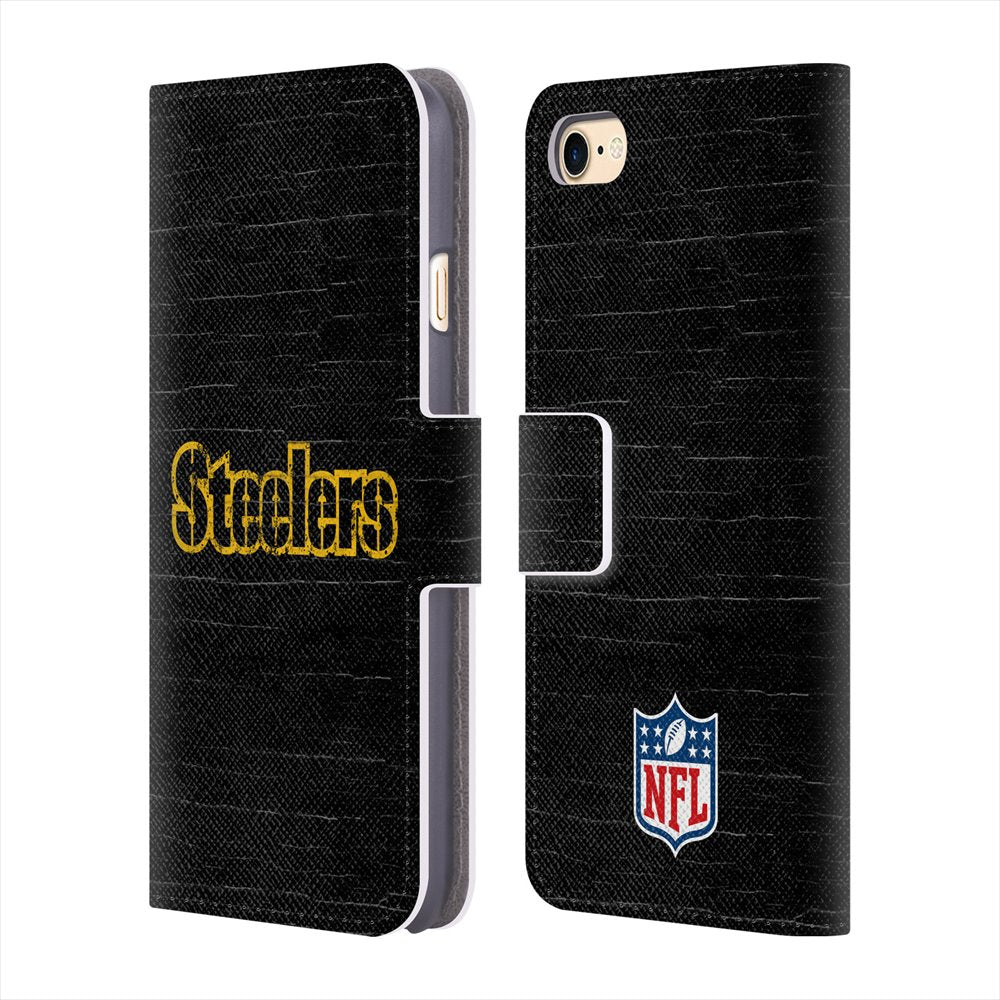 PITTSBURGH STEELERS（NFL） ピッツバーグスティーラーズ - Distressed レザー手帳型 / Apple iPhoneケース 【公式 / オフィシャル】