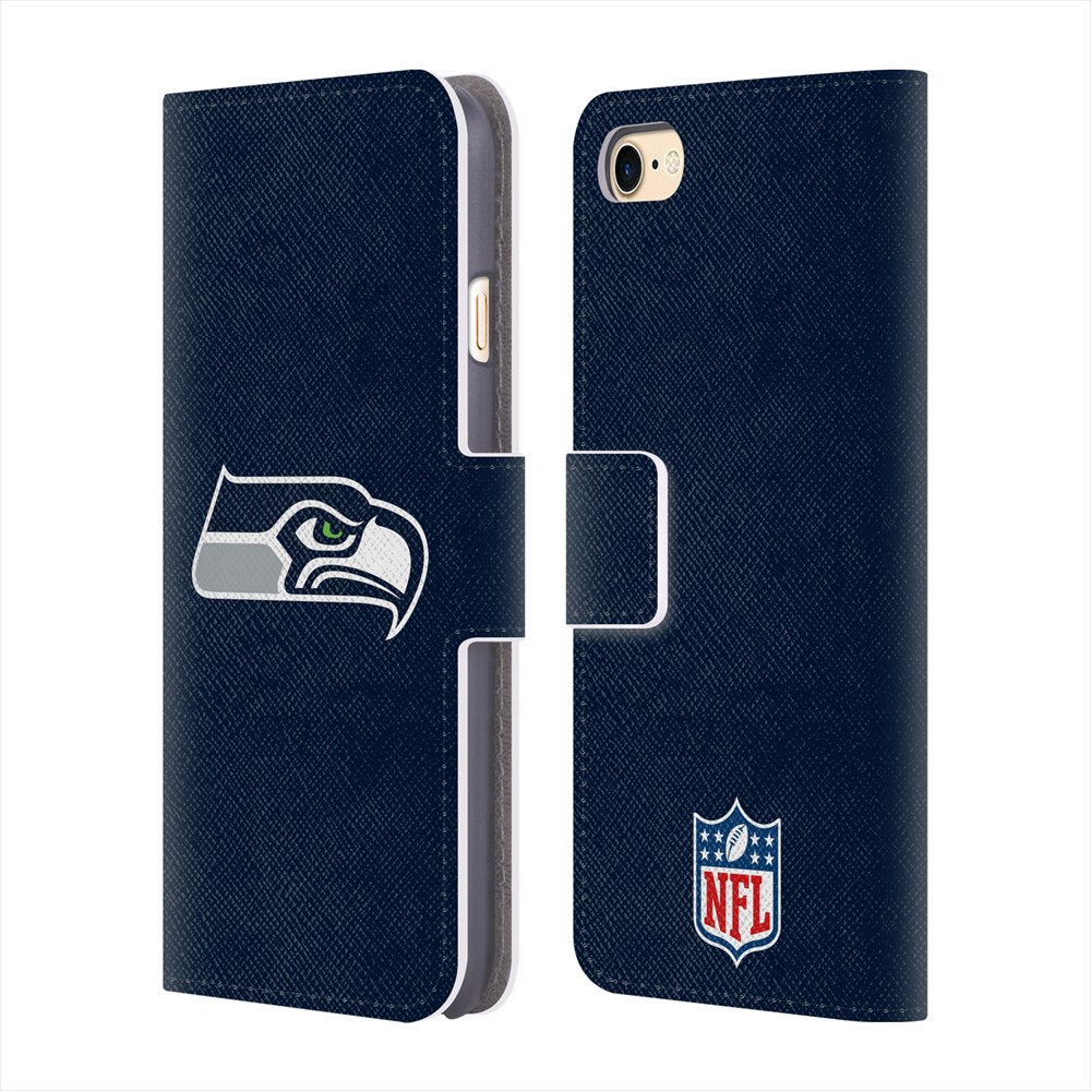 SEATTLE SEAHAWKS（NFL） シアトルシーホークス - Plain レザー手帳型 / Apple iPhoneケース 【公式 / オフィシャル】