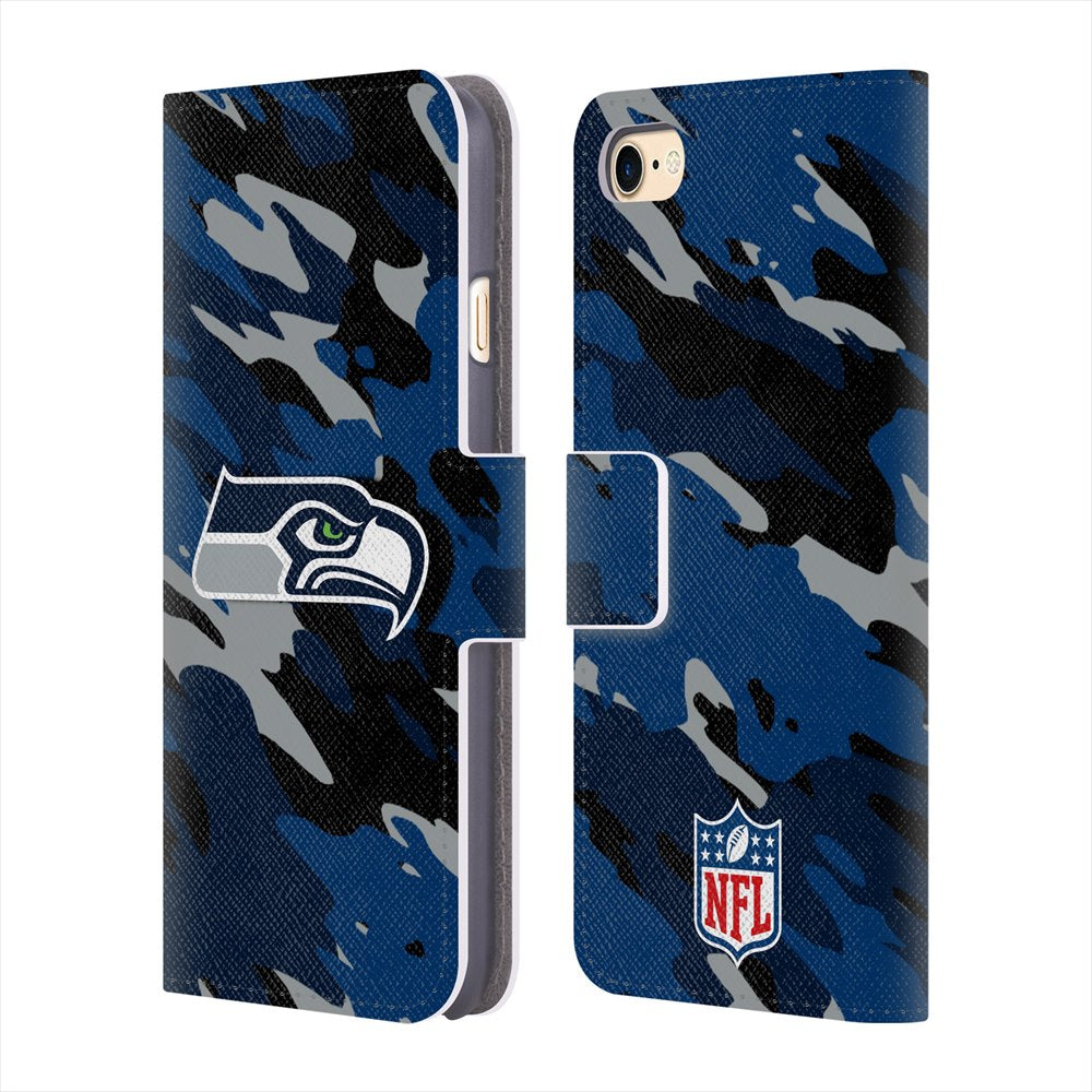 SEATTLE SEAHAWKS（NFL） シアトルシーホークス - Camou レザー手帳型 / Apple iPhoneケース 【公式 / オフィシャル】