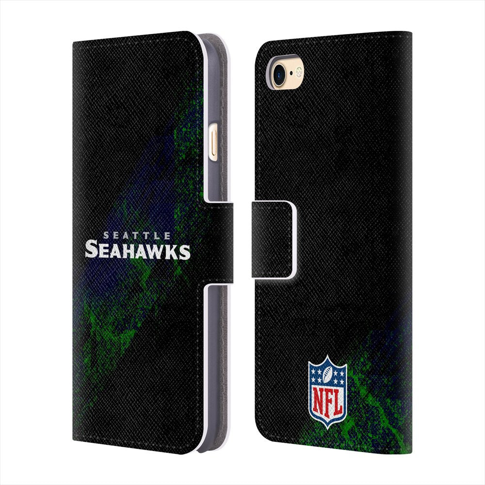 SEATTLE SEAHAWKS（NFL） シアトルシーホークス - Blur レザー手帳型 / Apple iPhoneケース 【公式 / オフィシャル】