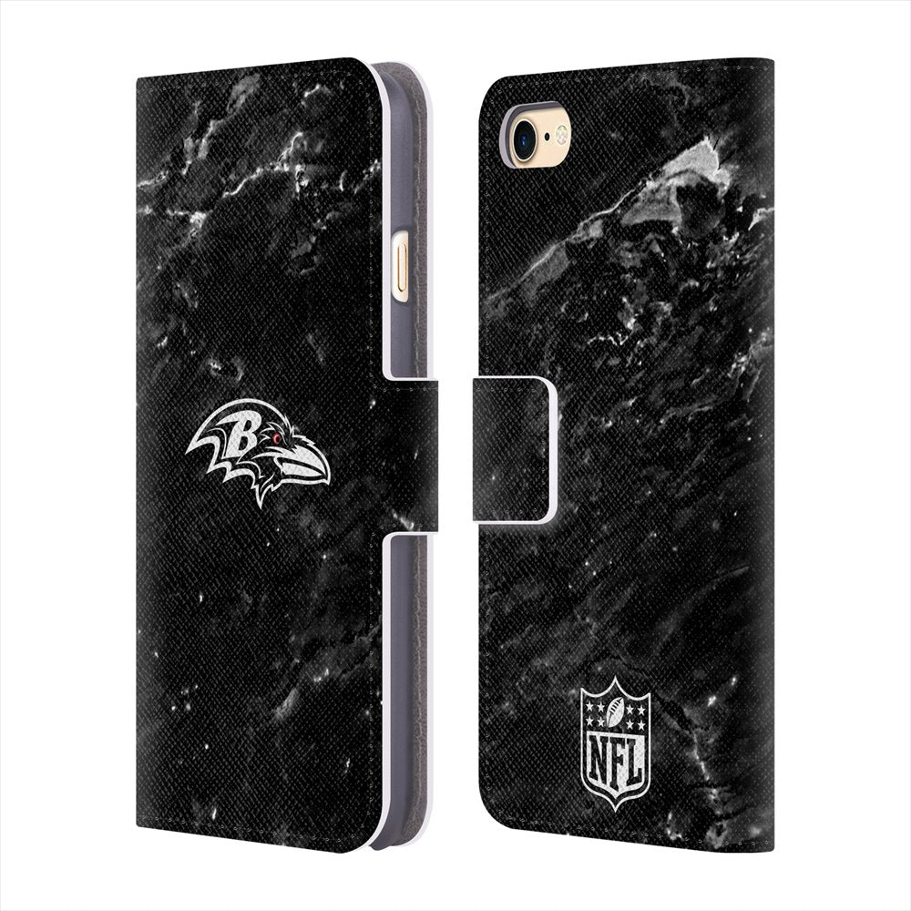 BALTIMORE RAVENS（NFL） ボルチモアレイブンズ - Marble レザー手帳型 / Apple iPhoneケース 【公式 / オフィシャル】