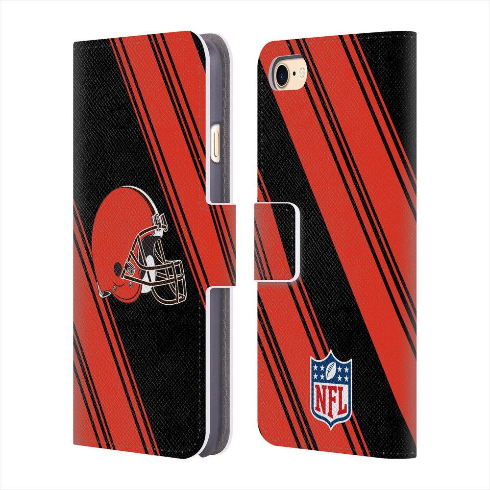 CLEVELAND BROWNS（NFL） クリーブランドブラウンズ - Stripes レザー手帳型 / Apple iPhoneケース 【公式 / オフィシャル】