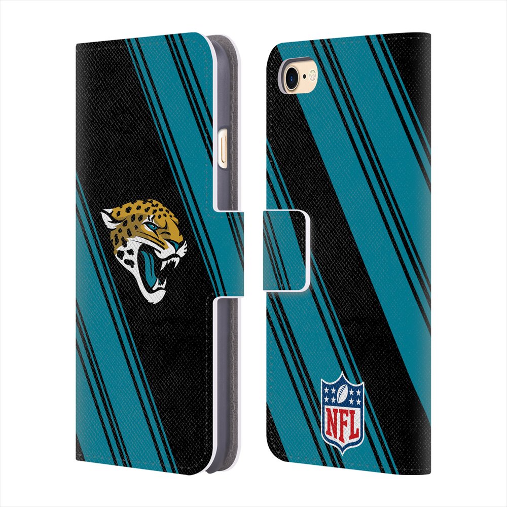 JACKSONVILLE JAGUARS（NFL） ジャクソンビルジャガーズ - Stripes レザー手帳型 / Apple iPhoneケース 【公式 / オフィシャル】