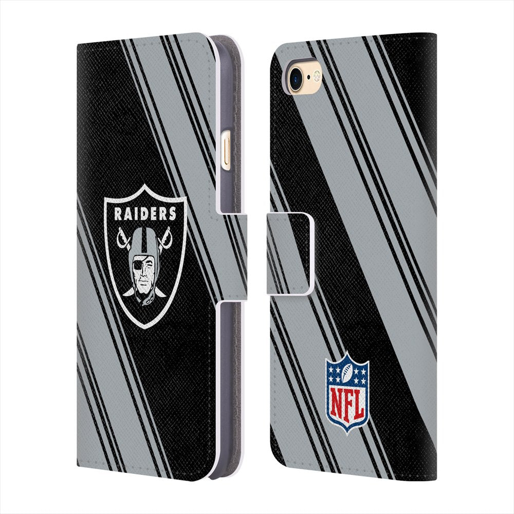 OAKLAND RAIDERS（NFL） オークランドレイダース - Stripes レザー手帳型 / Apple iPhoneケース 【公式 / オフィシャル】