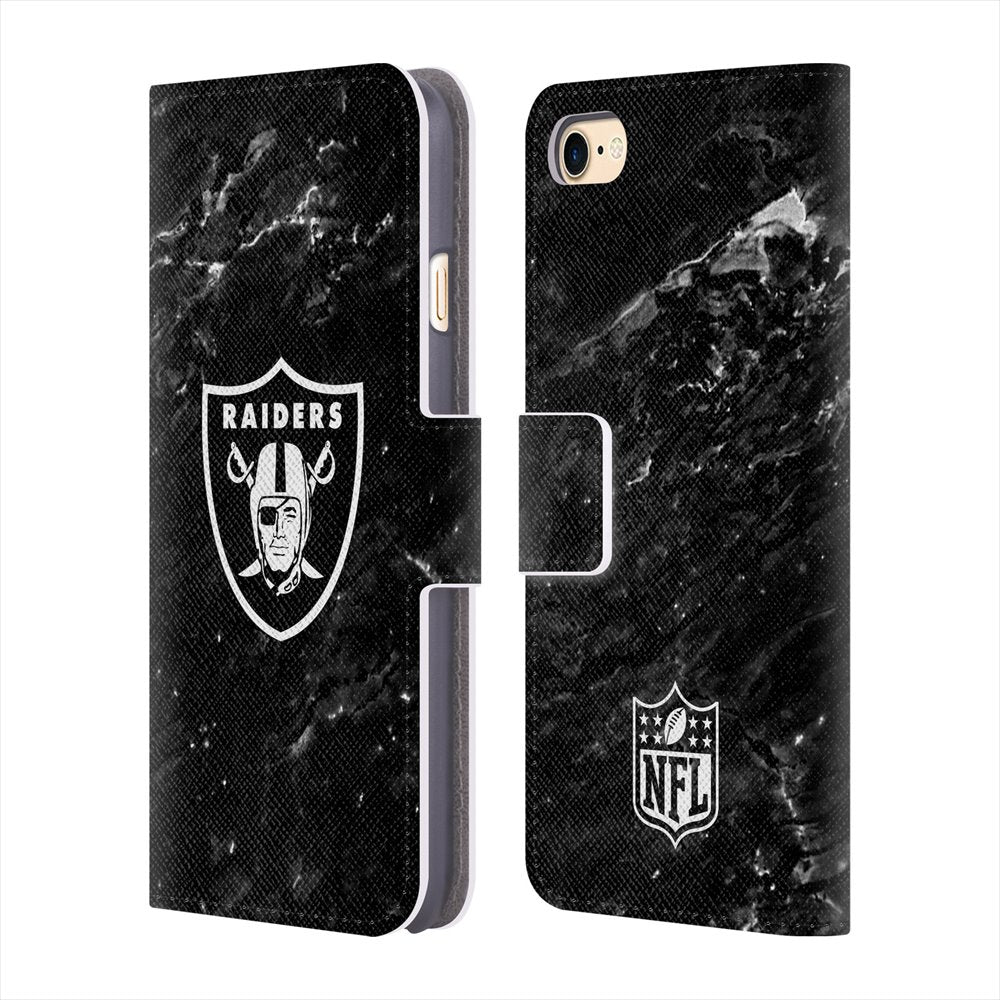 OAKLAND RAIDERS（NFL） オークランドレイダース - Marble レザー手帳型 / Apple iPhoneケース 【公式 / オフィシャル】