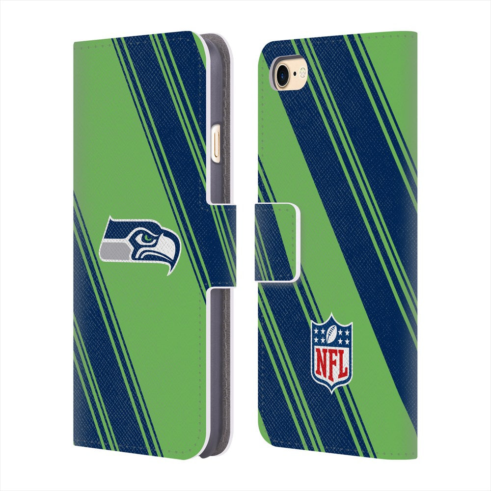 SEATTLE SEAHAWKS（NFL） シアトルシーホークス - Stripes レザー手帳型 / Apple iPhoneケース 【公式 / オフィシャル】