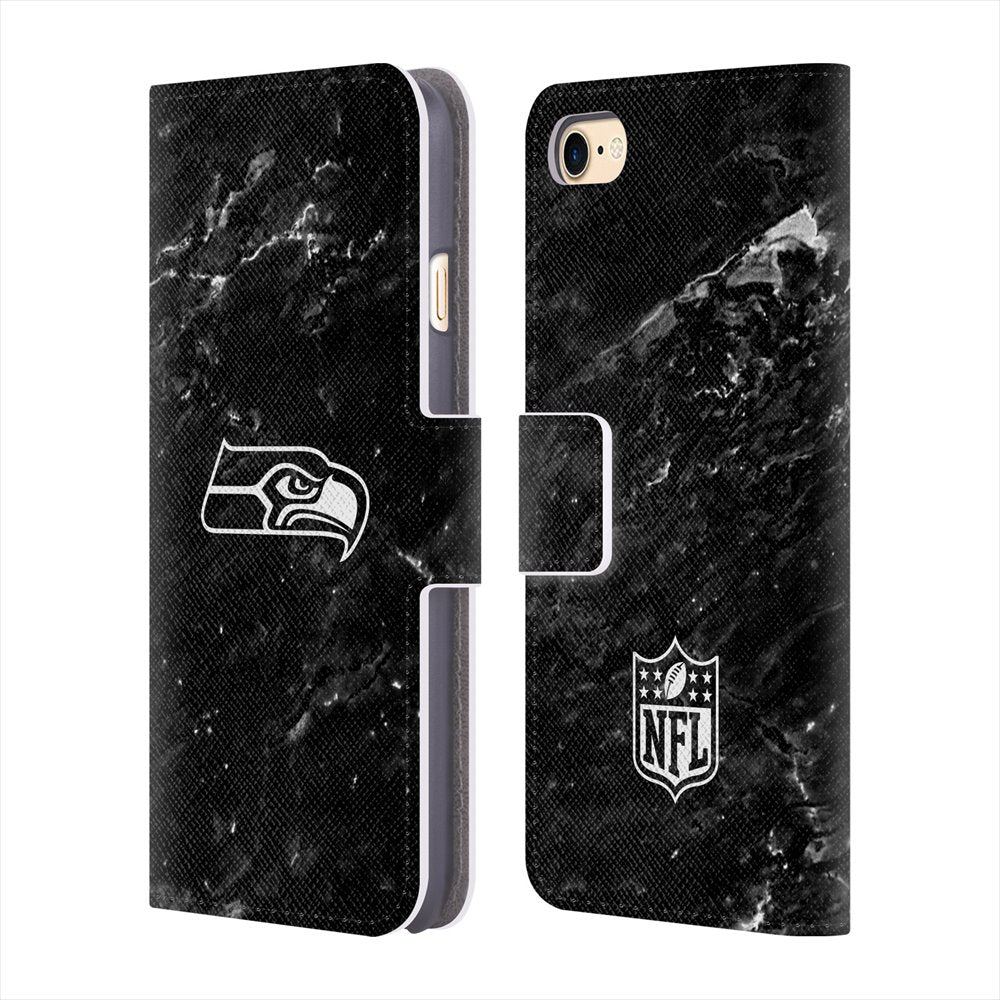 SEATTLE SEAHAWKS（NFL） シアトルシーホークス - Marble レザー手帳型 / Apple iPhoneケース 【公式 / オフィシャル】